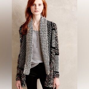 Anthropologie La Fee Verte Knit Shawled Confetti Cardigan Fuzzy Sweater